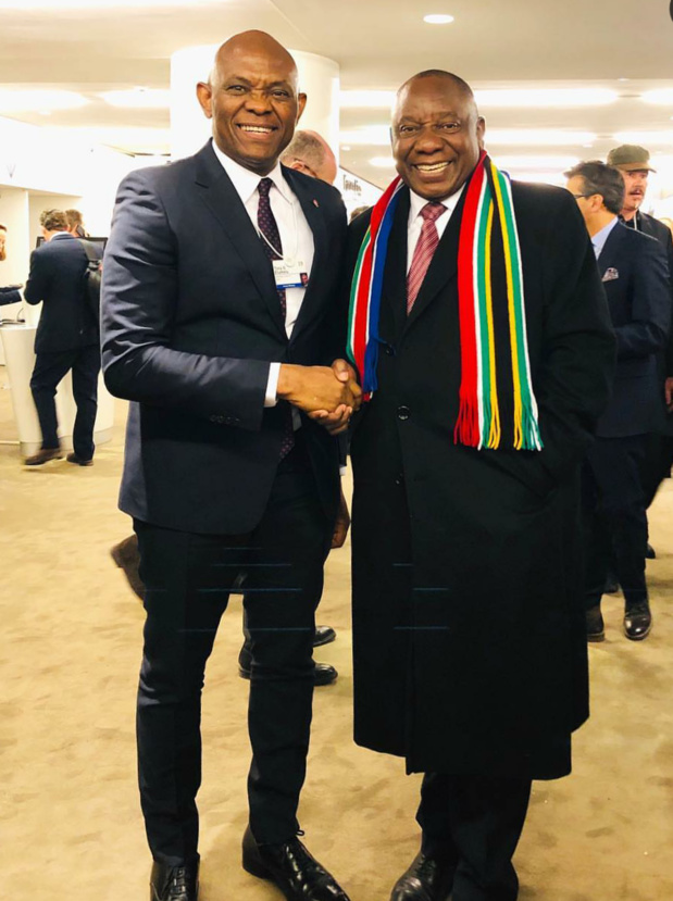 De gauche à droite Tony Elumelu PDG de UBA et Cyril Ramaphossa Président de la République d’Afrique du Sud