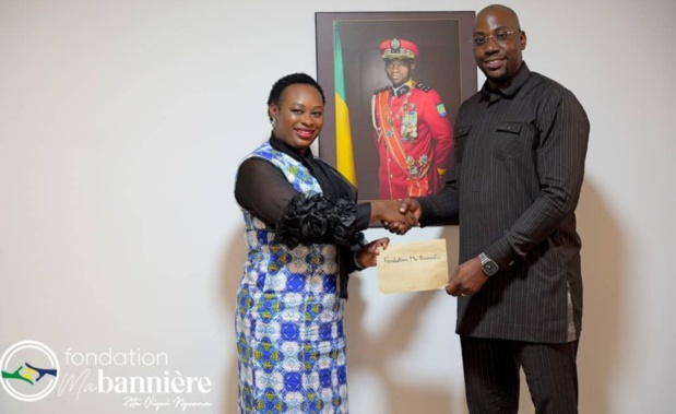 Ousmane Mabignat Sall, Coordonnateur des Sucreries du Gabon et Mme Erika Darlhène Moussounda présidente de la Fondation Ma Bannière