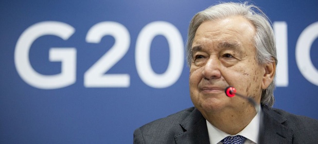 UN Photo/Gustavo Stephan Le Secrétaire général de l'ONU, António Guterres, tient une conférence de presse avant le sommet du G20 à Rio de Janeiro, au Brésil.