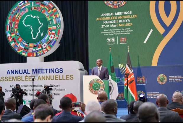 Le président du Kenya, William Samoei Ruto à l’ouverture à Nairobi des Assemblées annuelles 2024 de la BAD