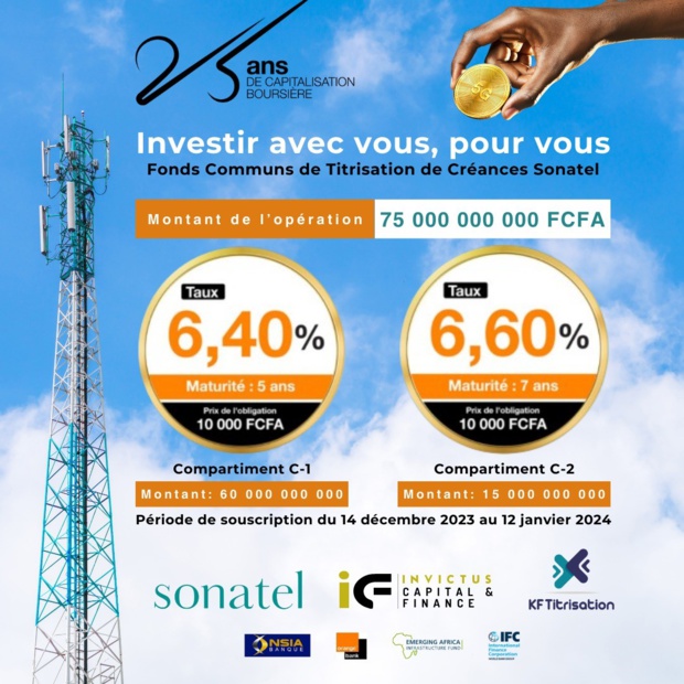 BRVM : La première cotation des obligations issues des fonds communs de titrisation de créances de Sonatel fixée au 22 mai 2024.