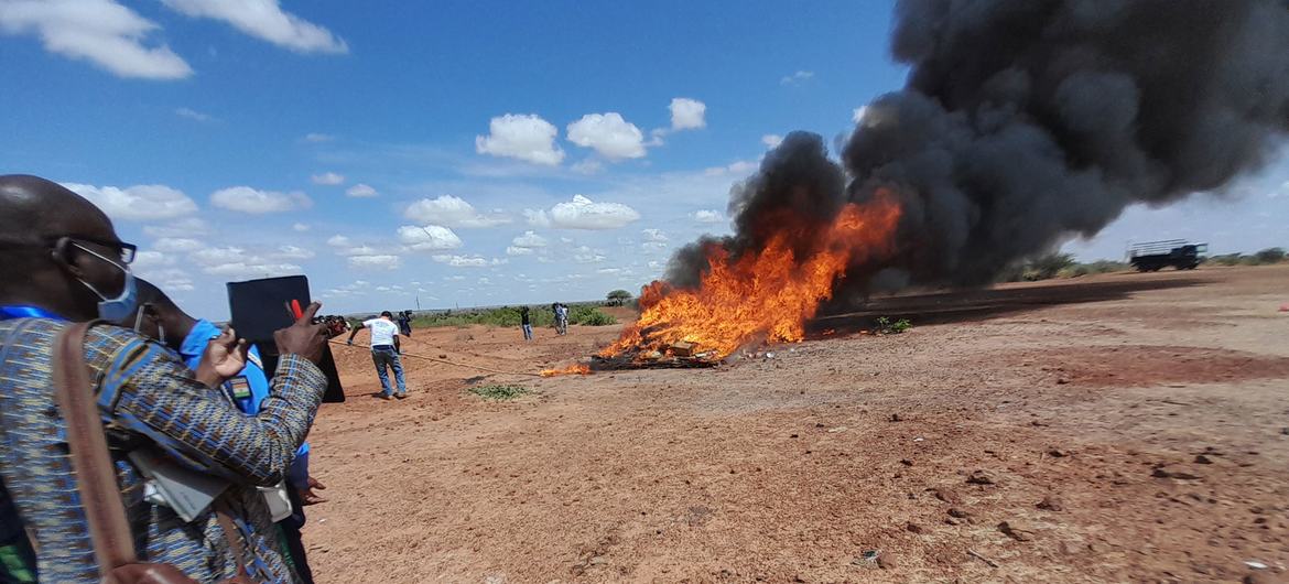 © UNODC Les autorités nigériennes incinèrent des drogues illicites saisies à Niamey (photo d'archives)